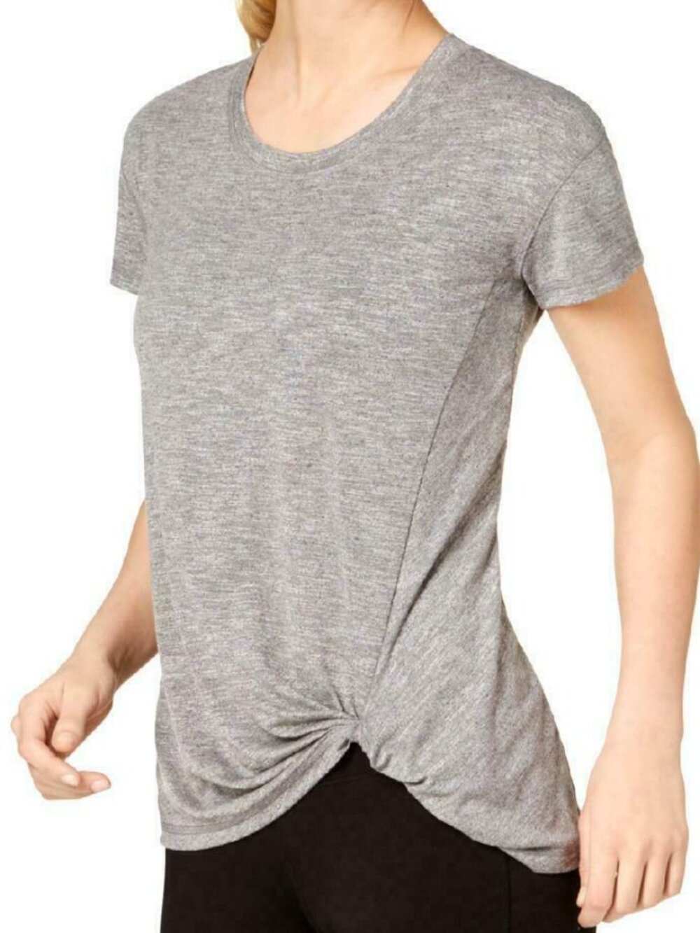 NWOT Twist-Hem Short Sleeve Performance Tee Heathered Gray Sz M